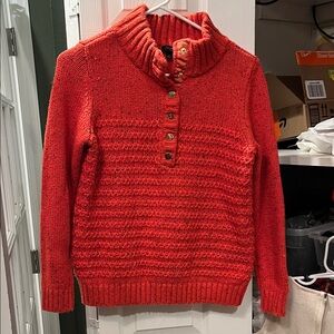 Talbots Petite Medium orange Cowl Neck Sweater snap up
